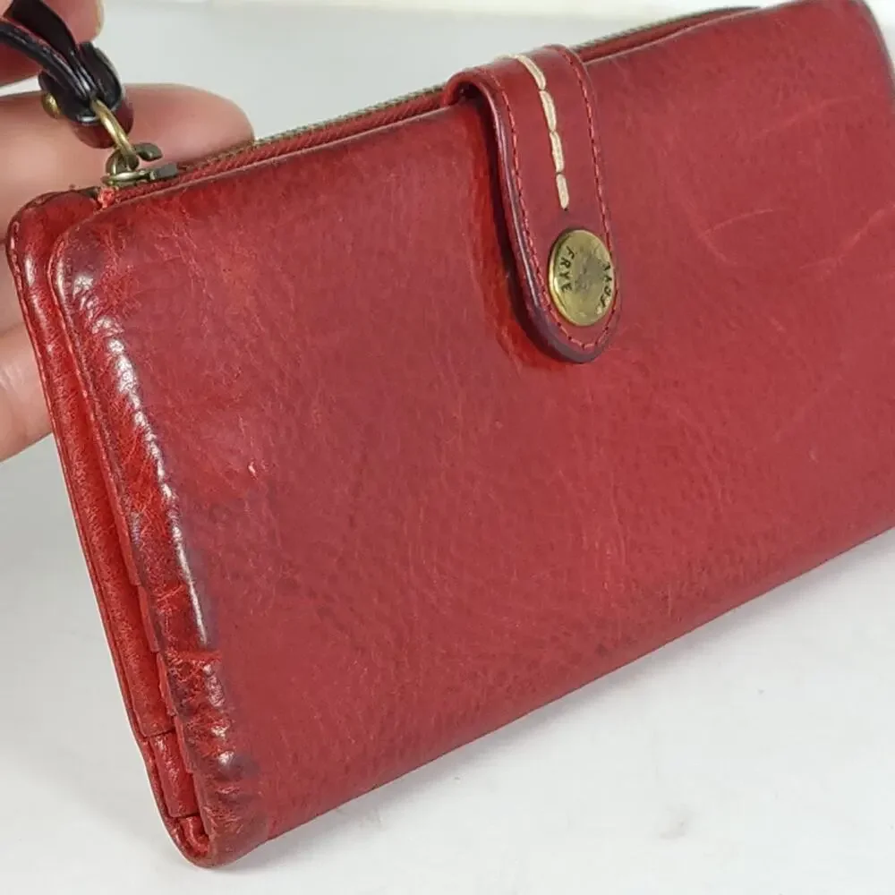 Frye red distressed